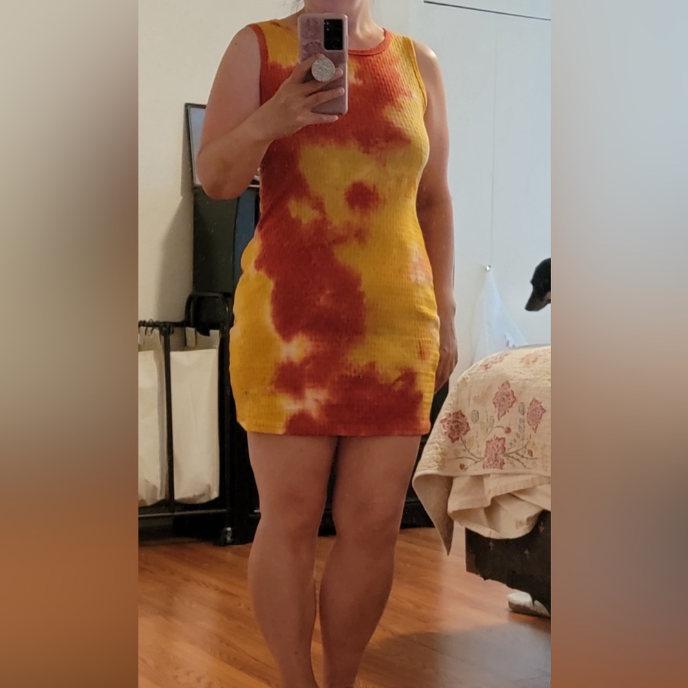 Fashion Nova red and yellow tank dress L